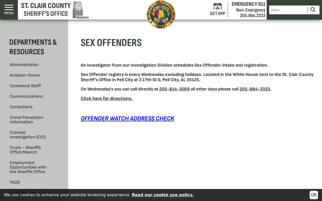 St. Clair County arrest records sheriff sex offender information