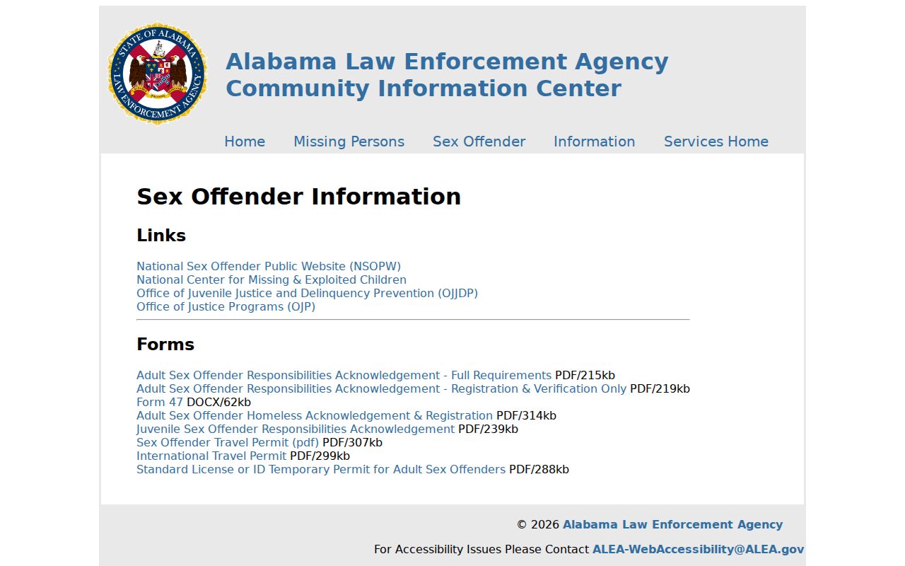 St. Clair County arrest records ALEA sex offender public information