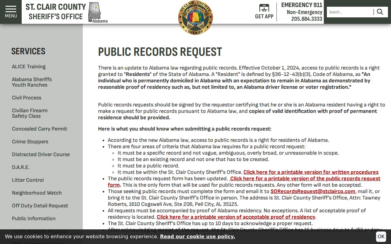 St. Clair County arrest records sheriff public records request