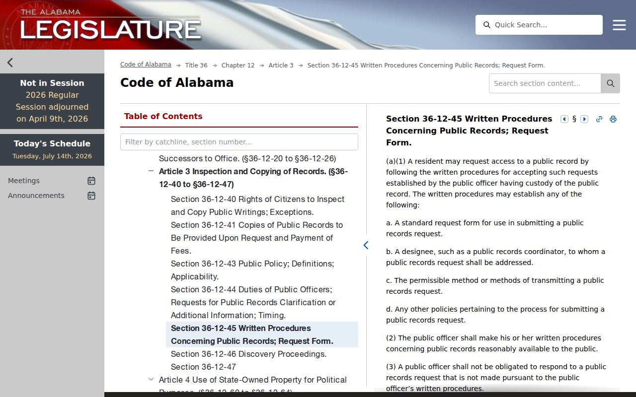 St. Clair County court records Alabama request procedure statute