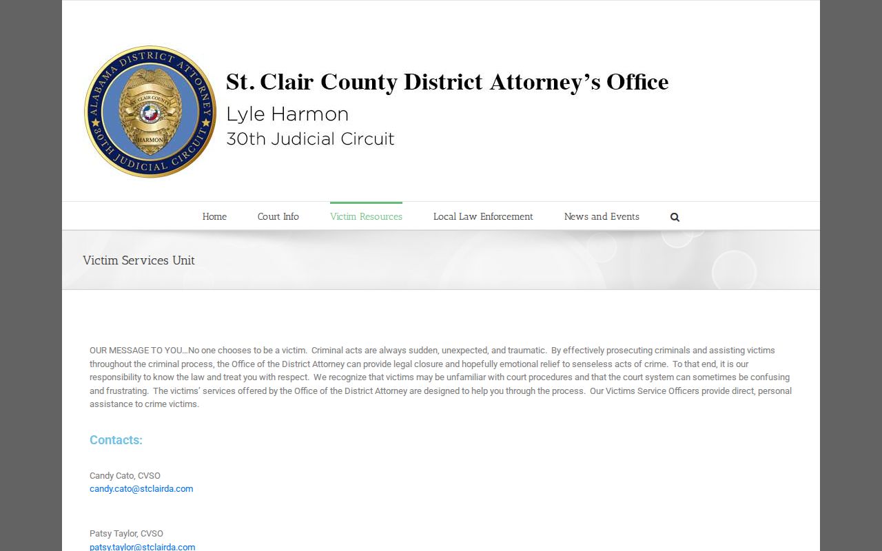 St. Clair County criminal court records victim services unit