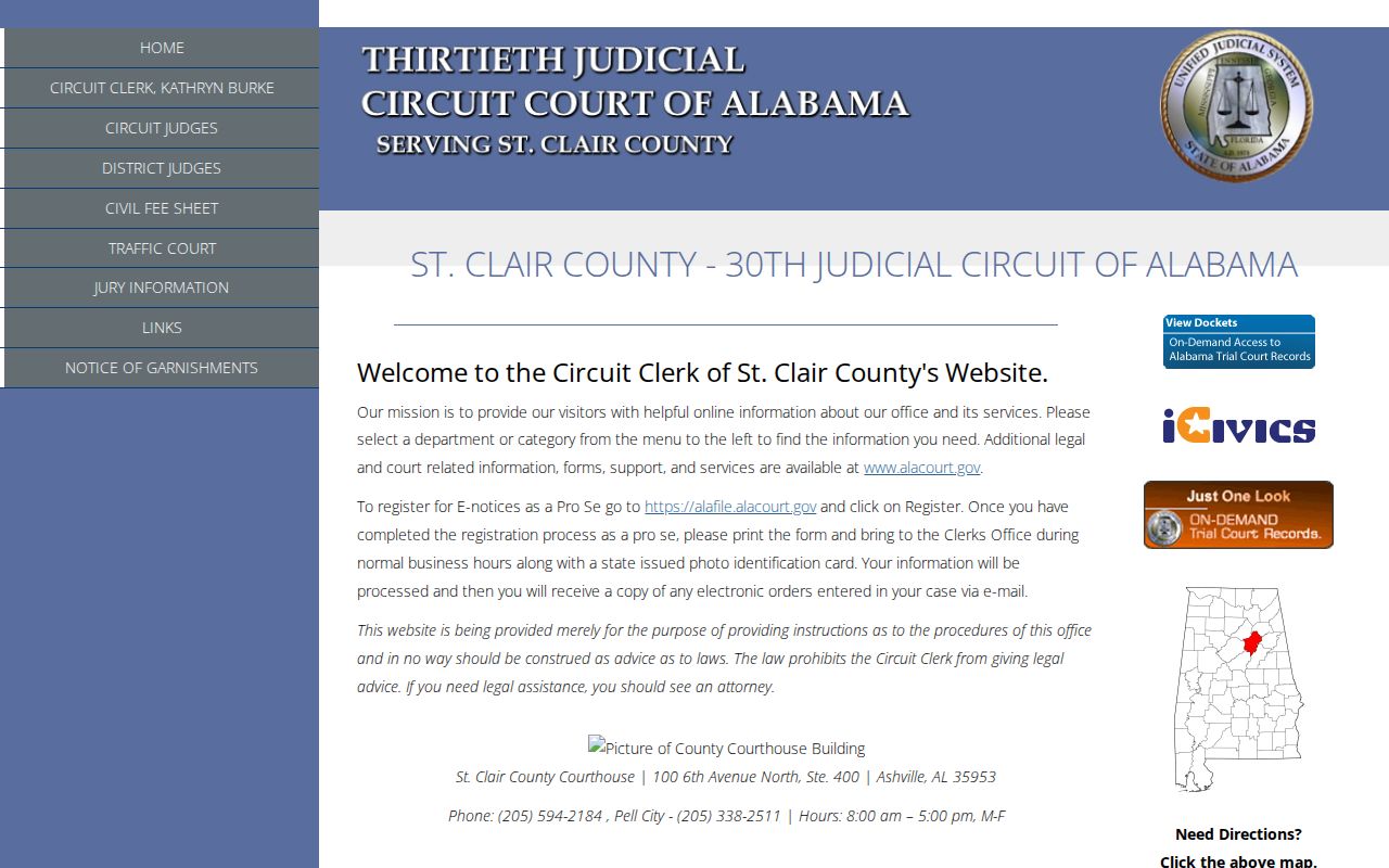 St. Clair County Court records and case search links