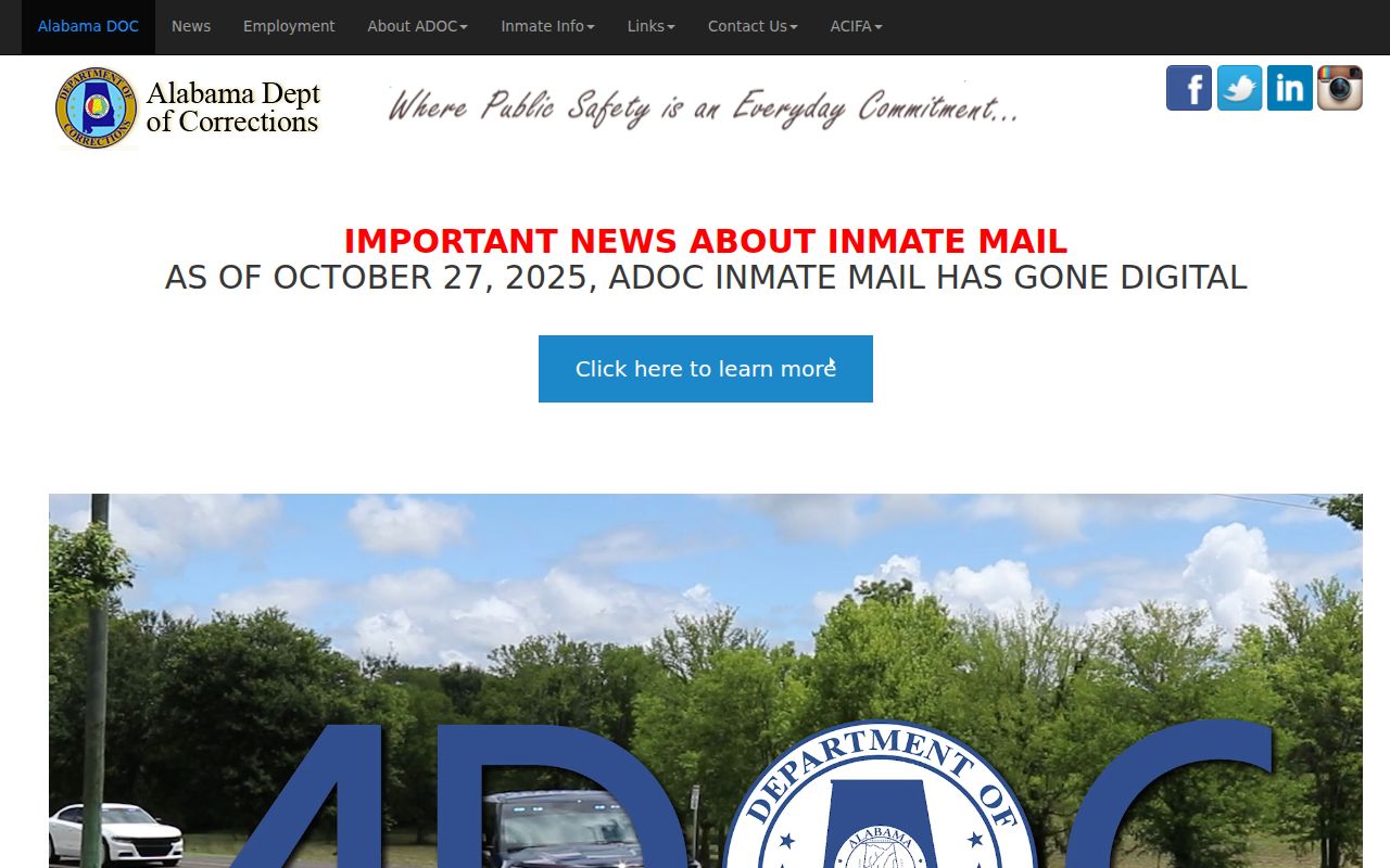St. Clair County inmate records Alabama Corrections home page