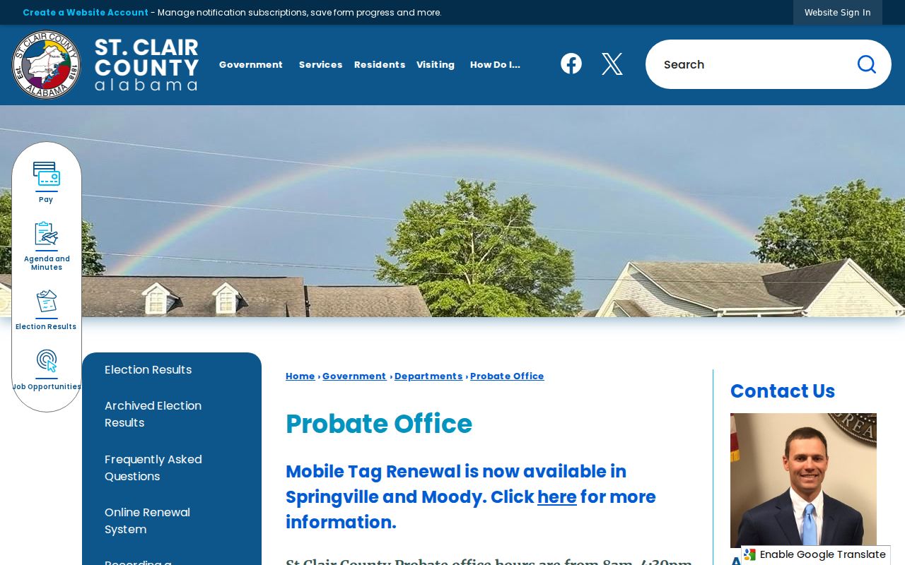 St. Clair County Probate Court records office page
