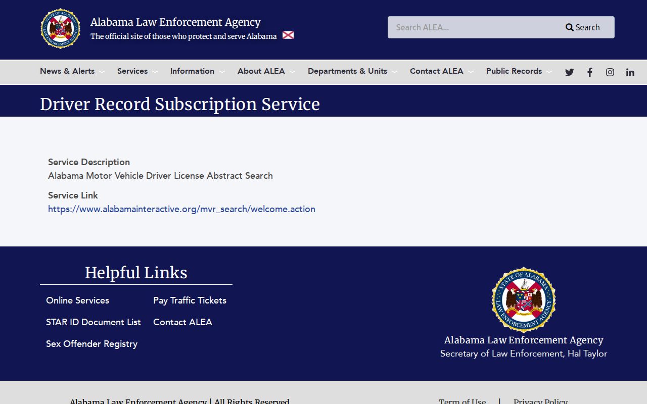 St. Clair County traffic driver record ALEA subscription search
