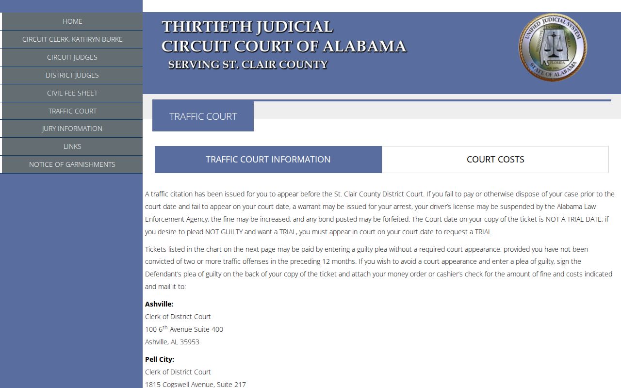St. Clair County traffic court records official traffic page