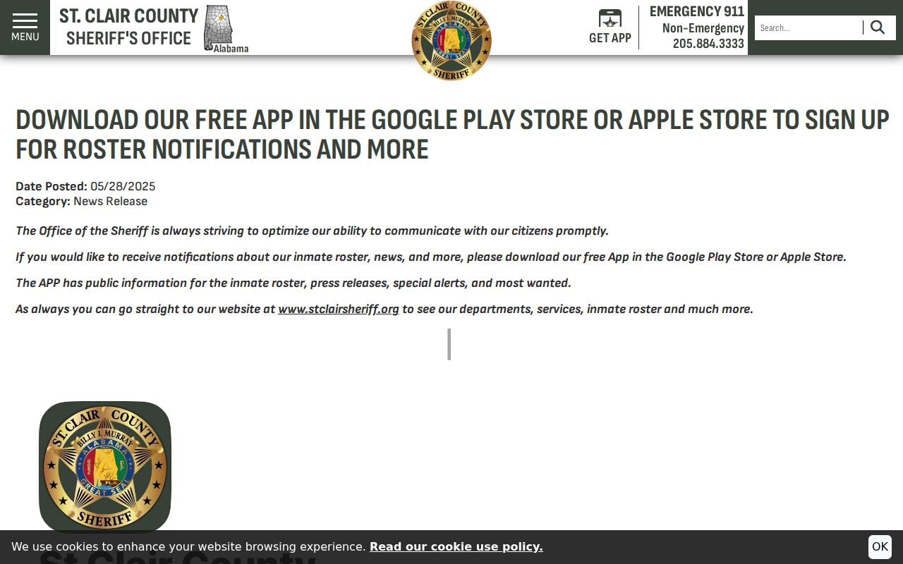 St. Clair County warrant search sheriff app announcement