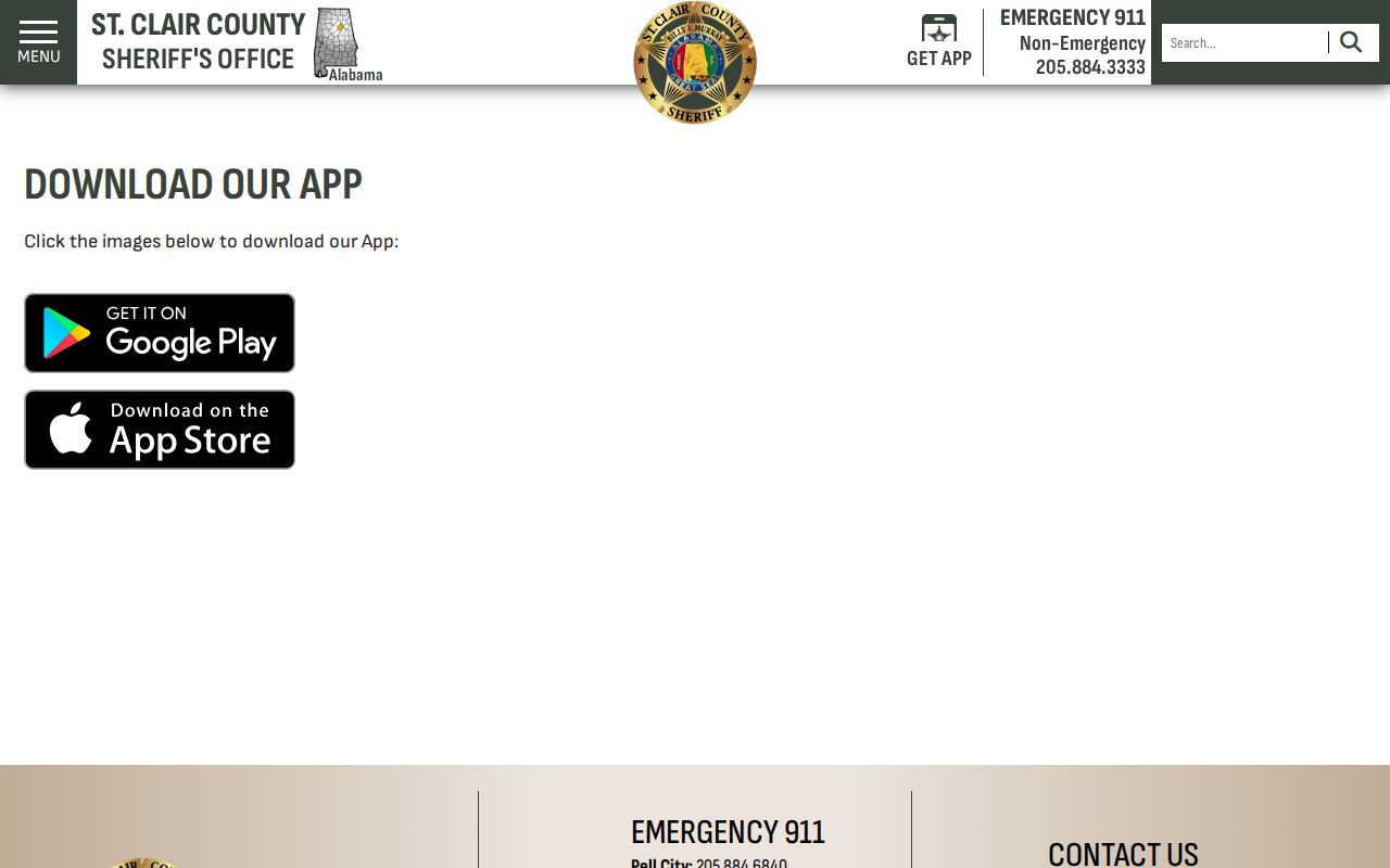 St. Clair County warrant records sheriff mobile app page